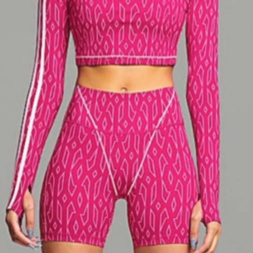 Adidas x Ivy Park H21170 Monogram Bike Shorts Pink Barbie